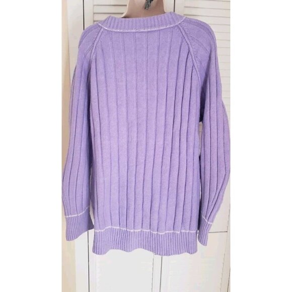 NEW FREE PEOPLE VENUS RIBBED FABRICATION SWEATER TUNIC IN PURPLE SZ XS - Picture 7 of 9